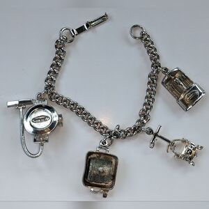 SUPER RARE SUNBEAM SILVER TONE CHARM BRACELET (HEAVY)